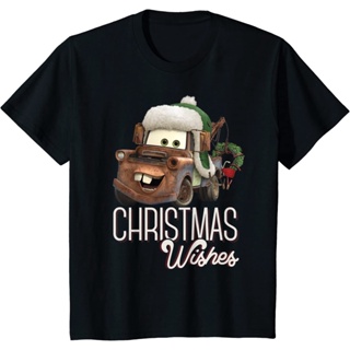 เสื้อยืด พิมพ์ลาย Disney Pixar Cars Tow Mater Christmas Wishes Portrait สําหรับผู้ชาย_02