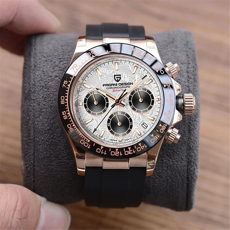 PAGANI DESIGN ต้นฉบับ 40 มม.นาฬิกาควอตซ์ผู้ชาย Seiko VK63 อัตโนมัติวันที่โครโนกราฟนาฬิกา 100M watertight นาฬิกาสําหรับชาย PD-1664