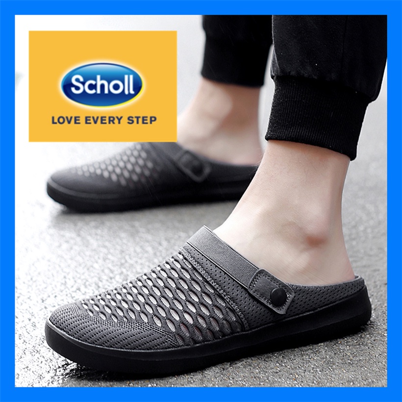 Scholl                             รองเท้ากีฬา Scholl ส้นแบน แบบสวม ขนาดใหญ่ สไตล์เกาหลี สําหรับผู้ชาย ไซซ์ EU 45 46 47 48