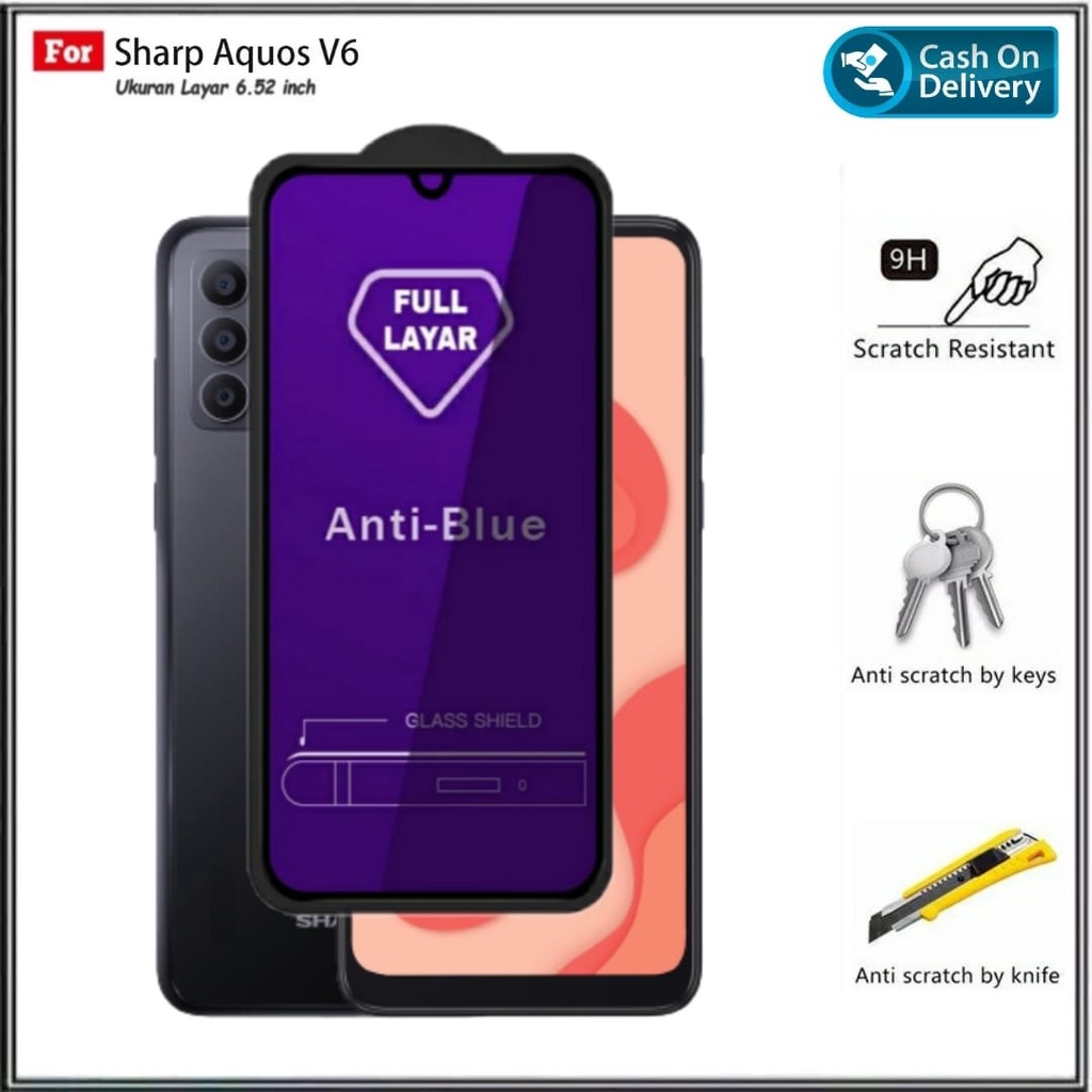 LAYAR กระจกนิรภัยสําหรับ SHARP AQUOS V6 / V6 PLUS / V6 5G / V7 PLUS ใหม่ Anti 10D Blue Light Anti-Sc
