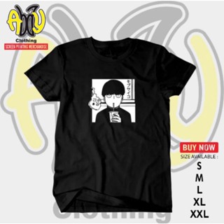 เสื้อยืดพิมพ์ลายแฟชั่น เสื้อยืดแขนสั้น ผ้าฝ้าย พิมพ์ลายการ์ตูนอนิเมะ Mob Psycho Combed 30s สีดํา สําหรับผู้ชาย ไซซ์_08