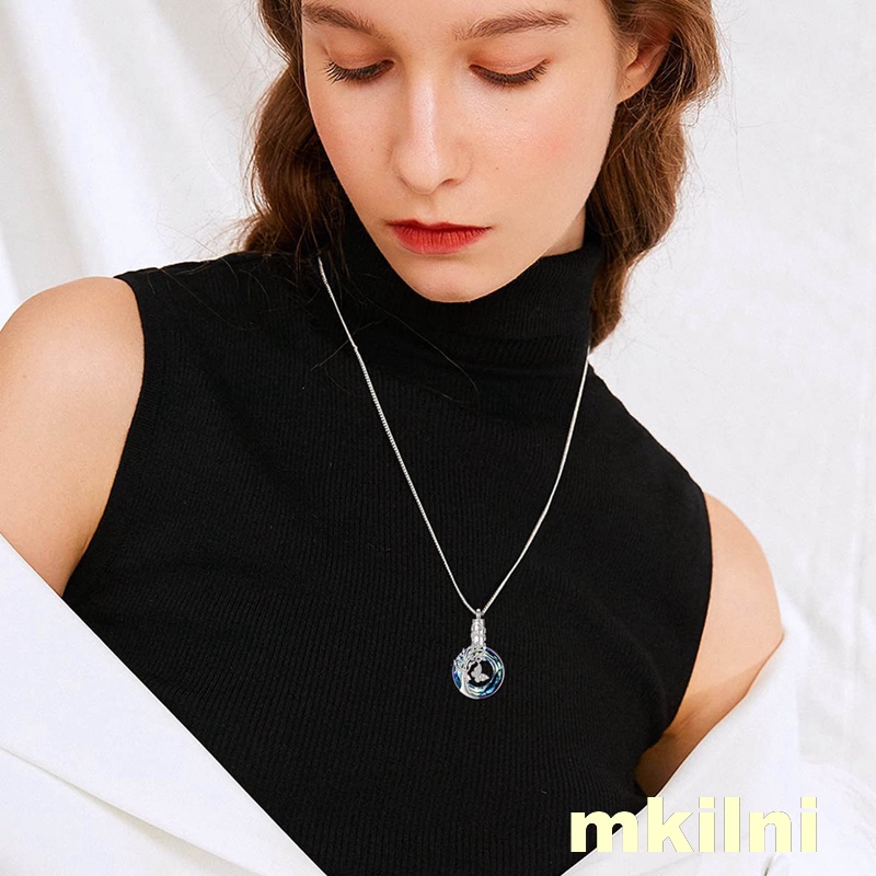 Tree of Life Urn สร้อยคอสําหรับขี้เถ้าเงินสเตอร์ลิงผีเสื้อเครื่องประดับศพสําหรับขี้เถ้ารอบคริสตัลอนุ