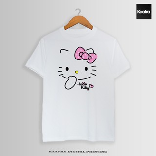 Hello White kitty kawaii face(cute idea simple design tee) Premium White Shirt - Kaafra Printing_01