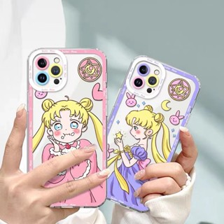 เคสโทรศัพท์มือถือแบบนิ่ม ใส กันกระแทก ลายการ์ตูนเซเลอร์มูน สําหรับ iPhone 6 6s 7 8 Plus 11 12 13 mini 14 Pro Max X XR XS Max