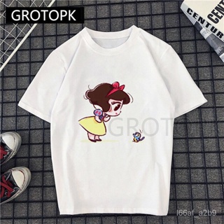 JK Snow White and little friend Funny Girl T shirt cotton o-neck sweet print casual short sleeve Har_03