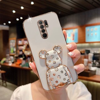 เคสโทรศัพท์มือถือ กันกระแทก ลายหมี พร้อมที่ตั้งวาง แฟชั่น สําหรับ Xiaomi Redmi 9 9A 9C 10A 10 10C 8 8A