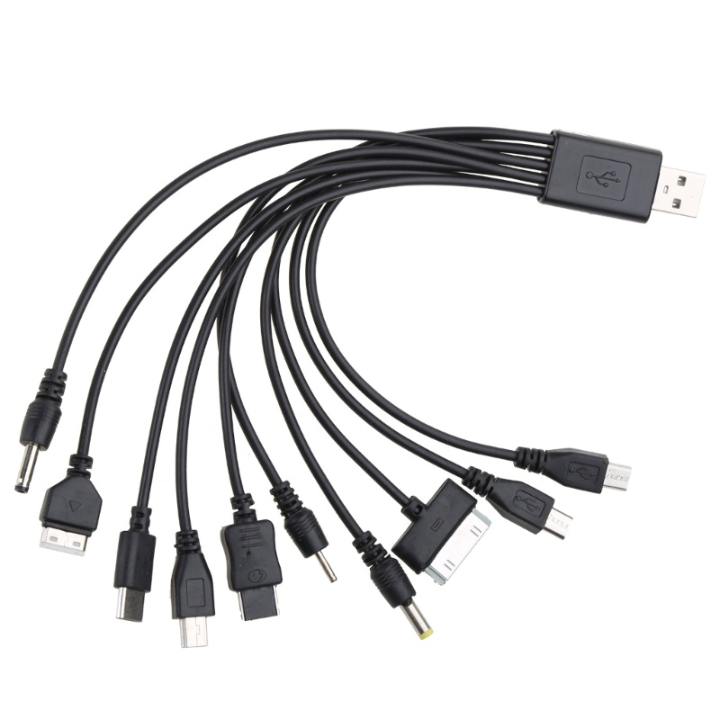 Universal USB To Multi Plug Cellpahone Charger Cable 10 in 1 USB Cable 20CM