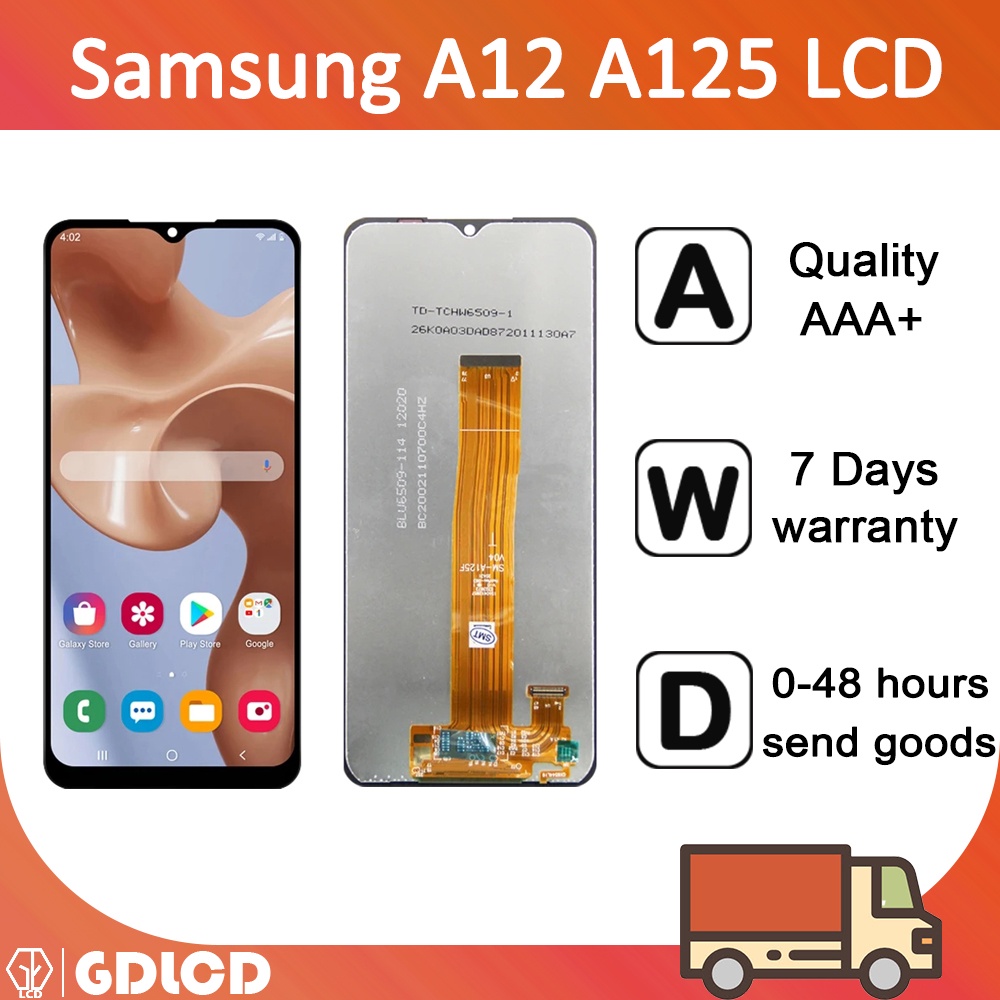 หน้าจอสัมผัสดิจิทัล LCD สําหรับ Samsung Galaxy A12 LCD A125 A125F A125H