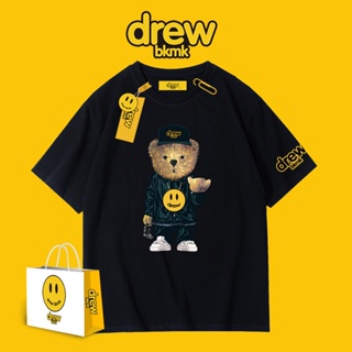 drew short-sleeved t-shirt mens trend Justin Bieber smiley bear couple ins super hot summer_01