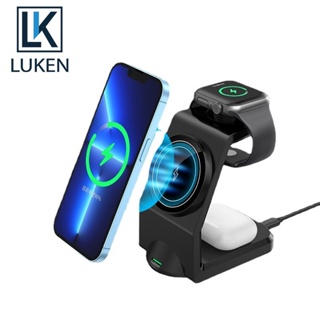 Luken 3 in 1 แท่นชาร์จไร้สาย 15W สําหรับ iP 12 13 14 Airp Pro