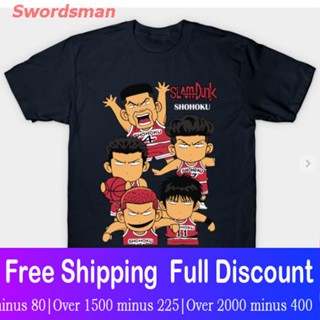 Swordsman เสื้อยืดผู้ชายและผู้หญิง Shohoku Chibi เสื้อยืดผ้าฝ้าย 100% พิมพ์ลายการ์ตูน Chibi Slam Dunk แฟชั่นคลาสสิก_09