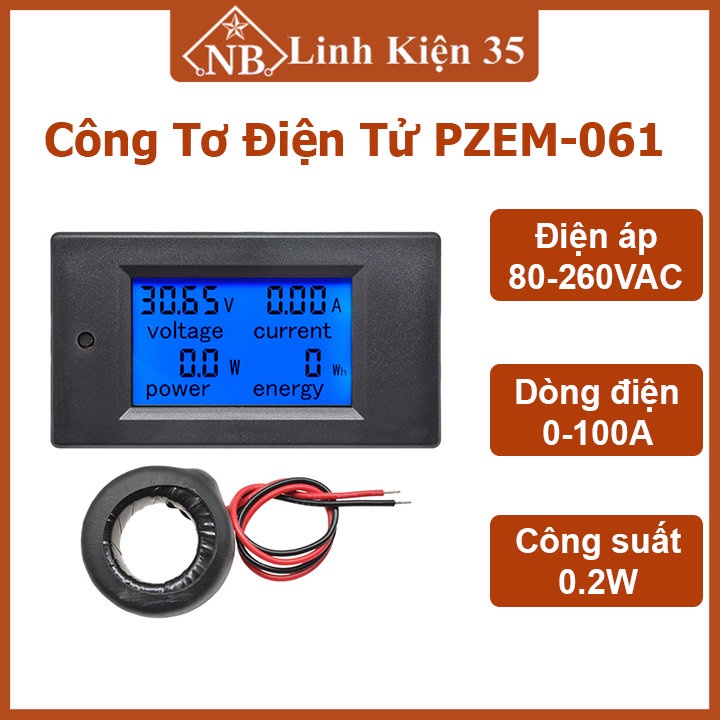 มิเตอร์อิเล็กทรอนิกส์ PZEM-061 80VAC-260VAC 100A วัดระดับการใช้พลังงาน