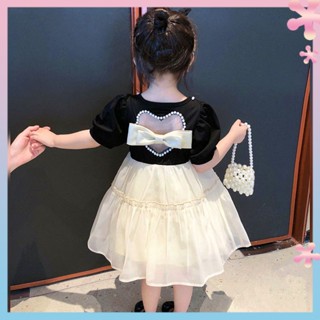 Girls dress summer dress 2022 new childrens fashionable bow dress female babys summer Western style princess dress