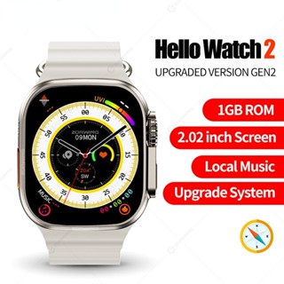 Hello Watch 2 สมาร์ทวอทช์ Ultra Series 8 NFC เข็มทิศ สมาร์ทวอทช์ พร้อมรอม 1GB เพลงท้องถิ่น สําหรับ Android IOS