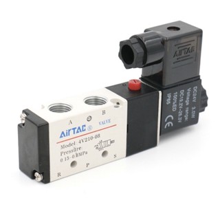 วาล์วควบคุมอากาศไฟฟ้า 5 Way 2 Position 4V210-08 1 / 8 " 1 / 4 " Port Size Dc12V , 24V . Ac110V , 220 V , Pneumatic