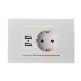 ปลั๊กซ็อกเก็ตชาร์จไฟฟ้า 16A EU 1000mA Dual USB