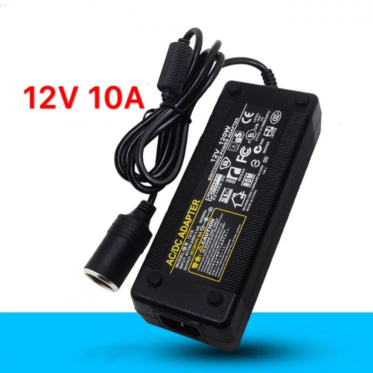 Adapter 220V  12V DC 220V to 12V 10A Home Power Adapter Car Adapter AC Plug ( Black)