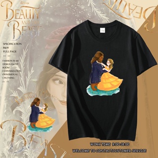 เสื้อตราหานคู่ Beauty and the Beast เสื้อยืดผู้หญิงสาวลายการ์ตูนน่ารัก_01