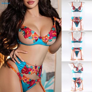 【HODRD】Lady Sexy Lingerie Bra G-String Suit Embroidered Floral Print Lace Pajamas【Fashion】