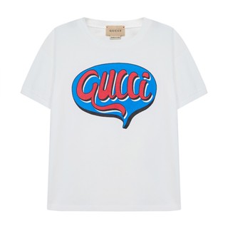 ☆★♣ Gucci เสื้อยืดแขนสั้น ผ้าฝ้าย พิมพ์ลาย Gucci สีขาว 547865 Xjdks