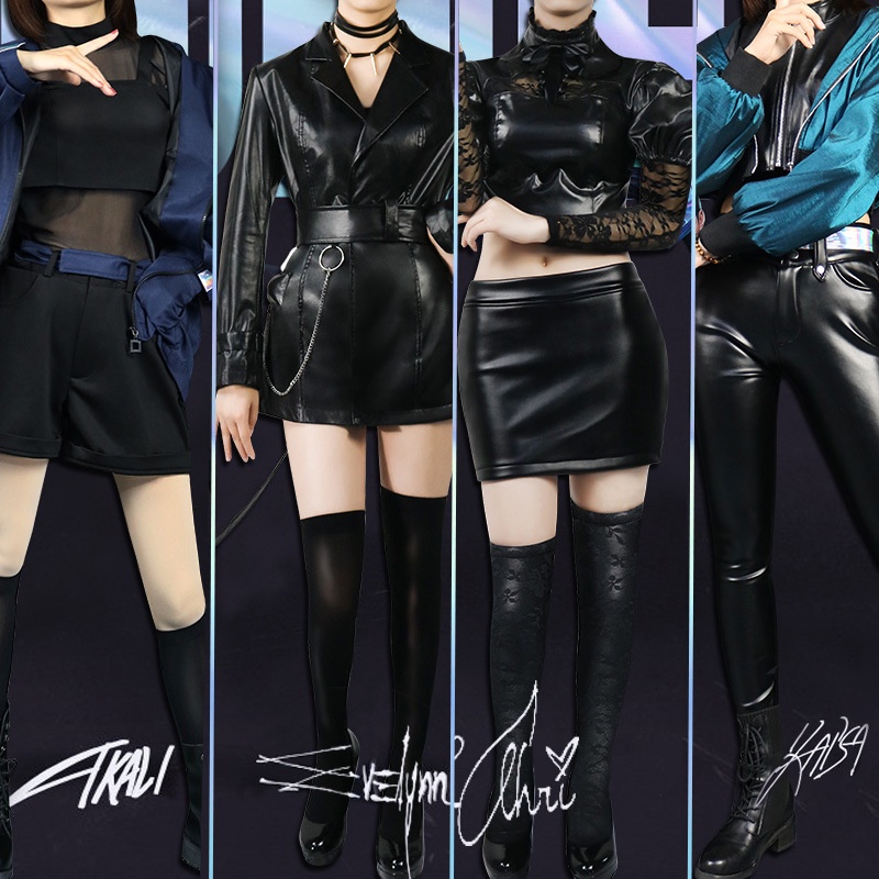 LOL เกม League of Legends KDA สาวกลุ่มคอสเพลย์ Evelynn คอสเพลย์ KDA Ahri Akali คอสเพลย์เครื่องแต่งกา