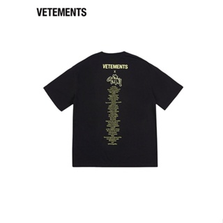 เสื้อยืดแขนสั้นลําลอง ผ้าฝ้าย พิมพ์ลายสโลแกน VETEMENTS ทรงหลวม สําหรับผู้ชาย และผู้หญิง