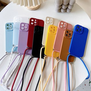 เคสโทรศัพท์มือถือ ซิลิโคนนิ่ม พร้อมสายโซ่คล้องคอ สําหรับ Iphone 14 Pro Max 14plus 14pro