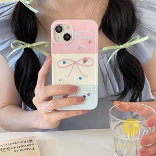 For เคสไอโฟน 14 Pro Max [Bowknot Simple Diamond] เคส Phone Case For iPhone 14 Pro Max Plus 13 12 Mini 11 For เคสไอโฟน11 Ins Korean Style Retro Classic Couple Shockproof Protective TPU Cover Shell