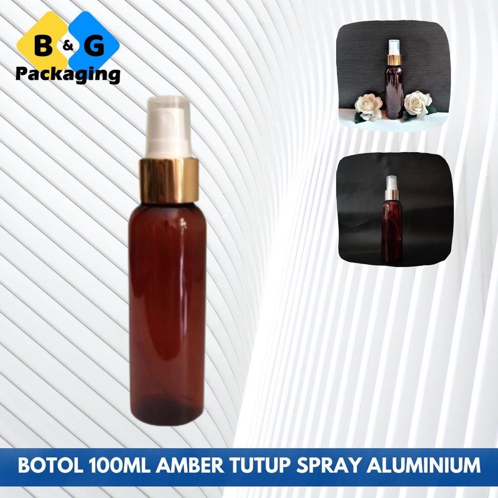 100ML AMBER SPRAY GOLD HALF CAP BOTTLE / 100ML สเปรย์อลูมิเนียมขวดพลาสติก REFILLABLE CONTAINER
