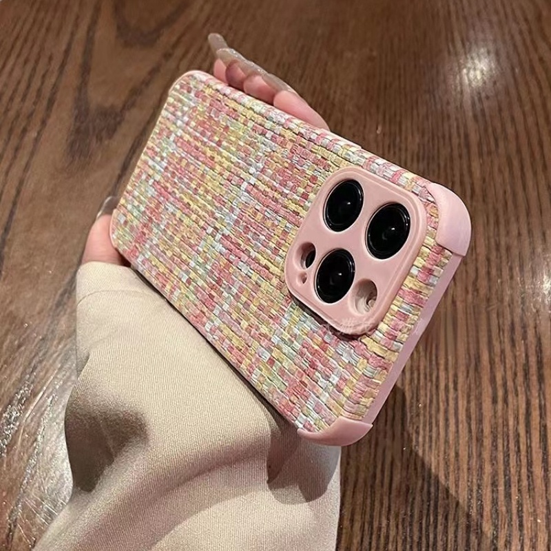 เคสโทรศัพท์มือถือ แบบนิ่ม ลายดอกคามิเลีย ลายสก็อต สีชมพู หรูหรา สําหรับ for IPhone 15 pro max 7 8 Plus 7+ 8+ XR XS Max 11 12 13 Pro Max 14 Plus 14 Pro Max