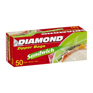 ไดมอนด์ 14.9 รุ่นแซนด์วิช ถุงซิปล็อก x16.5 ซม.แพ็ค 50ใบDiamond ZipperBag Sandwich14.9 x 16.5