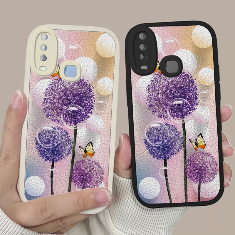 ปลอก Vivo Y15 2020 Y15S Y15A Y12 Y17 Y19 Y10 Y01 S1 Pro Y7S Y9S ดอกแดนดิไลอันขอบตรงเลนส์รวมทุกอย่างซ