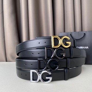 D&amp;G เข็มขัดหนัง 3.8 ซม. พร้อมหัวเข็มขัด สีเงิน ทอง ดํา สําหรับผู้ชาย และผู้หญิง