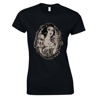 9ZUL 【In stock】Zombie Snow White Tattoo Art Illustration Print Womans T-Shirt Top AH43_03