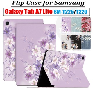 เคสหนัง PU ฝาพับ ลายดอกไม้ กันเหงื่อ คุณภาพสูง สําหรับ Samsung Galaxy Tab A7 Lite 8.7 นิ้ว T220 T225 T227 A7Lite SM-T225 SM-T220 SM-T225N