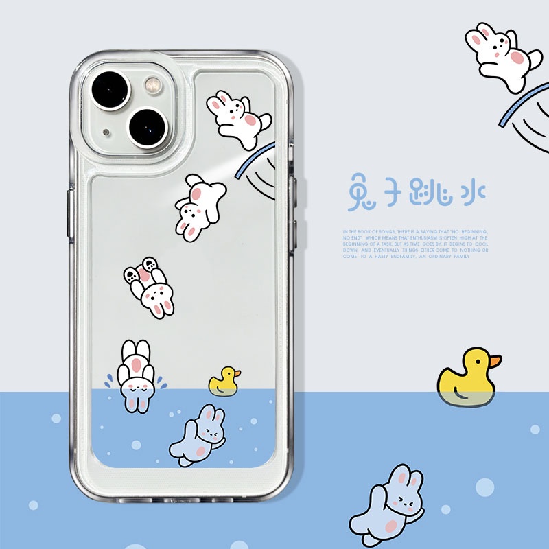 สําหรับiphone 6 6s 7 8 Plus X XS Max SE 11 12 13 14 15 Pro Max Plus Seriesปกหลังกระต่ายดําน้ําอะคริลิคTPUเคสโทรศัพท์Funda