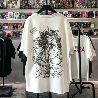 Terada Katsuya เสื้อยืดแขนสั้น เปิดไหล่ เพ้นท์มือ สไตล์ยุโรป อเมริกัน สตรีท