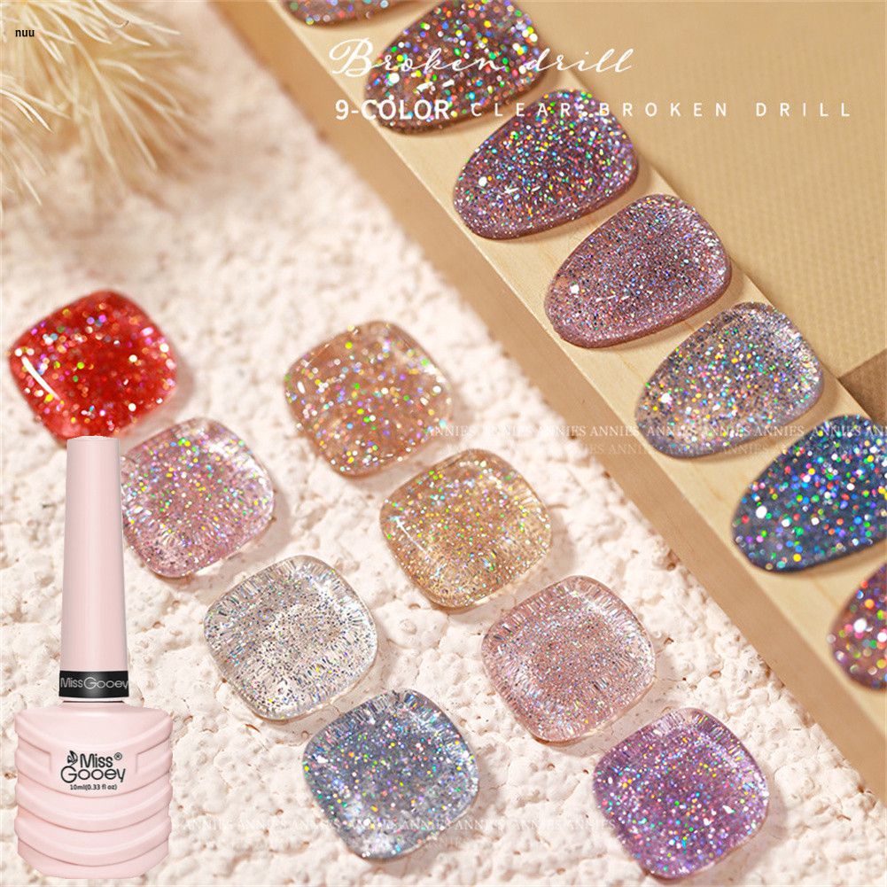 พร้อมส่งทุกวัน สีเจล สีเจลแฟลช Ennisi กลิตเตอร์ รหัสสี สีเจลกากเพชร สีชัดตั้งแต่ทาครั้งแรก สีทาเล็บกึ่งเจลต้องอบ nuuo