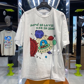 【พร้อมส่ง】ADLW เสื้อยืดแขนสั้น ผ้าฝ้าย ทรงหลวม ลายเอเลี่ยนน่ารัก เหมาะกับฤดูร้อน สําหรับผู้ชาย และผู้หญิง