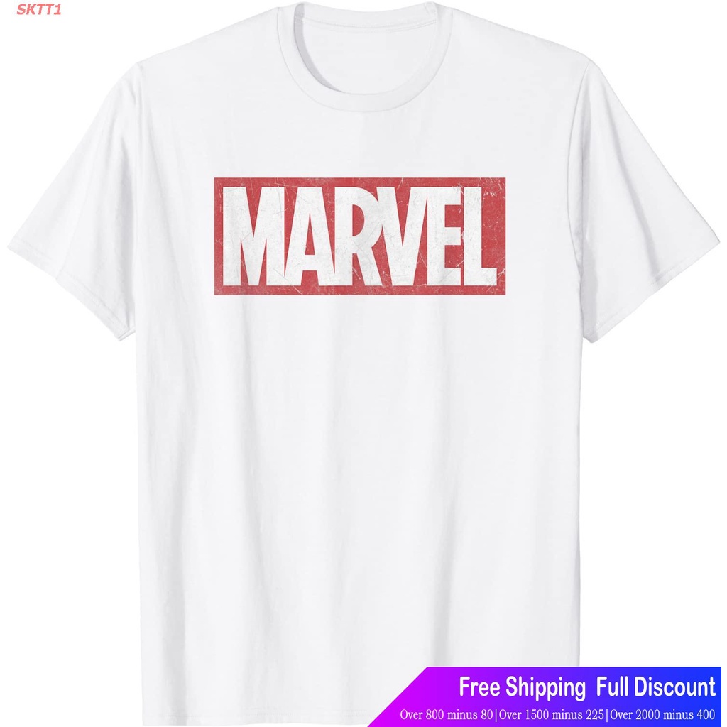 tshirt SKTT1 Marvelเสื้อยืดลำลอง Marvel Clic Distressed Logo Graphic T-Shirt C2 Marvel Popular T-shi