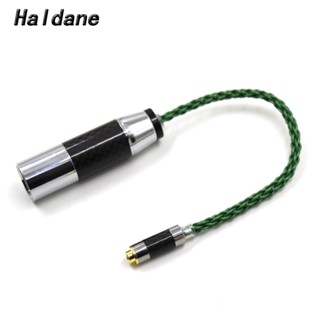 Haldane สายเคเบิลอะแดปเตอร์เชื่อมต่อเสียง คาร์บอนไฟเบอร์ 4pin XLR Male to 2.5 มม. Trrs Balanced Female Dark Green Single Crystal Silver