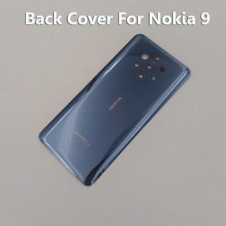 ฝาครอบแบตเตอรี่ด้านหลัง พร้อมโลโก้ และสติกเกอร์กาว แบบเปลี่ยน สําหรับ Nokia 9 PureView Nokia 9