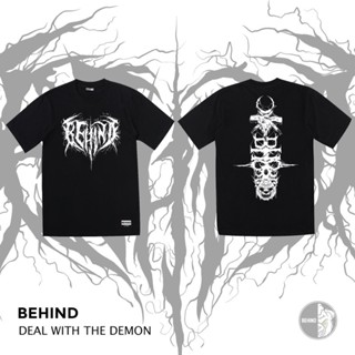 BEHIND เสื้อยืด “ DEAL WITH THE DEMON “  แขนสั้น แนวสตรีท Oversize เสื้อยืดชาย หญิง_03