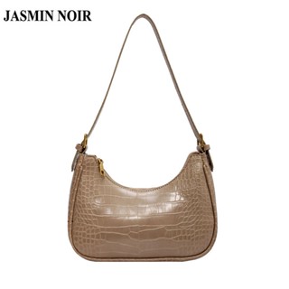 Jasmin NOIR กระเป๋าสะพายไหล่ กระเป๋าถือ ลายหนังจระเข้ เรียบง่าย สําหรับสตรี