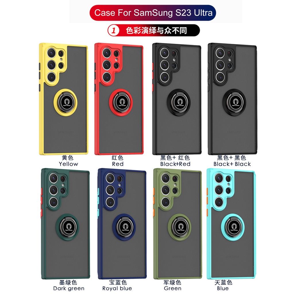 SAMSUNG Matte ClearเกราะกันกระแทกสําหรับSamsung Galaxy S26 S25 S24 S23 Ultra S23 Plus S24 FEพร้อมที่วางแหวนแม่เหล็ก ราคา ถูกที่สุด ดีลบีเคเค แกลเลอรีภาพที่ 2