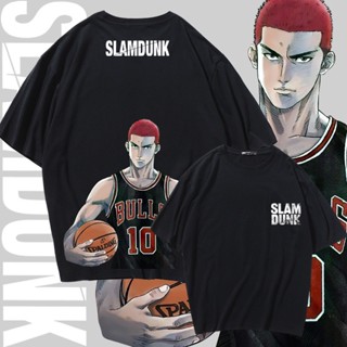 Slam dunk short-sleeved t-shirt male student sports summer trend tide brand ins mens cotton top male cherry wood c_09