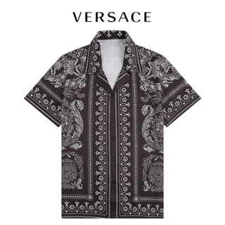 Vers เสื้อเชิ้ต แขนสั้น สีพื้น ลําลอง แฟชั่น อินเทรนด์ชายหาด