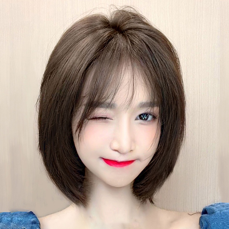 1008d วิกผมจริงหญิงเข็ม Big Scalp Bobo Head ธรรมชาติ Age-Reduction Clavicle ผม