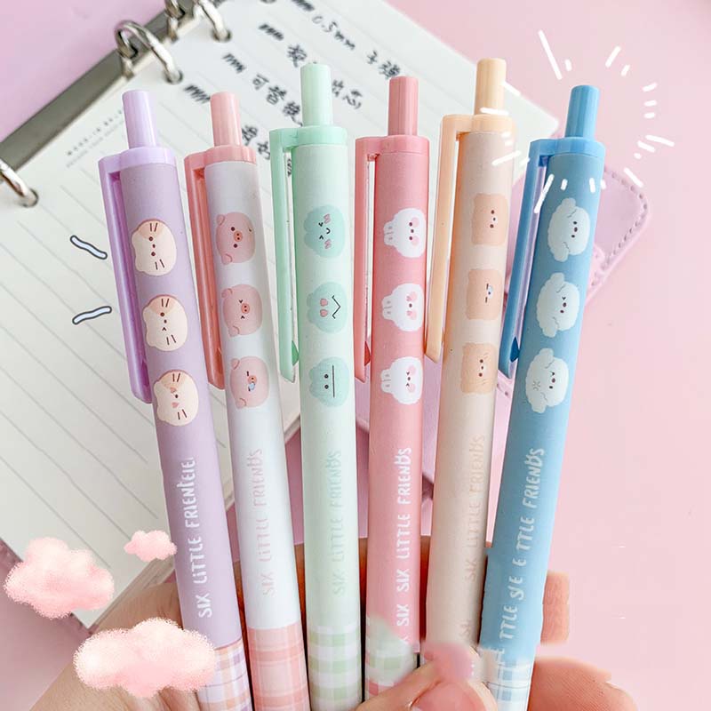[สุ่มสี] ปากกาเจล 0.5 มม. ลายสก๊อตน่ารัก สีดํา สําหรับสํานักงาน โรงเรียน 1 ชิ้น