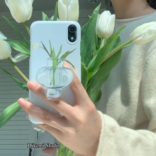 เคสโทรศัพท์มือถือ PC แบบแข็ง ลายดอกลิลลี่ พร้อมที่ตั้งวาง สไตล์เกาหลี สําหรับ Iphone 14pro 13promax 13 12 11 xsmax xr